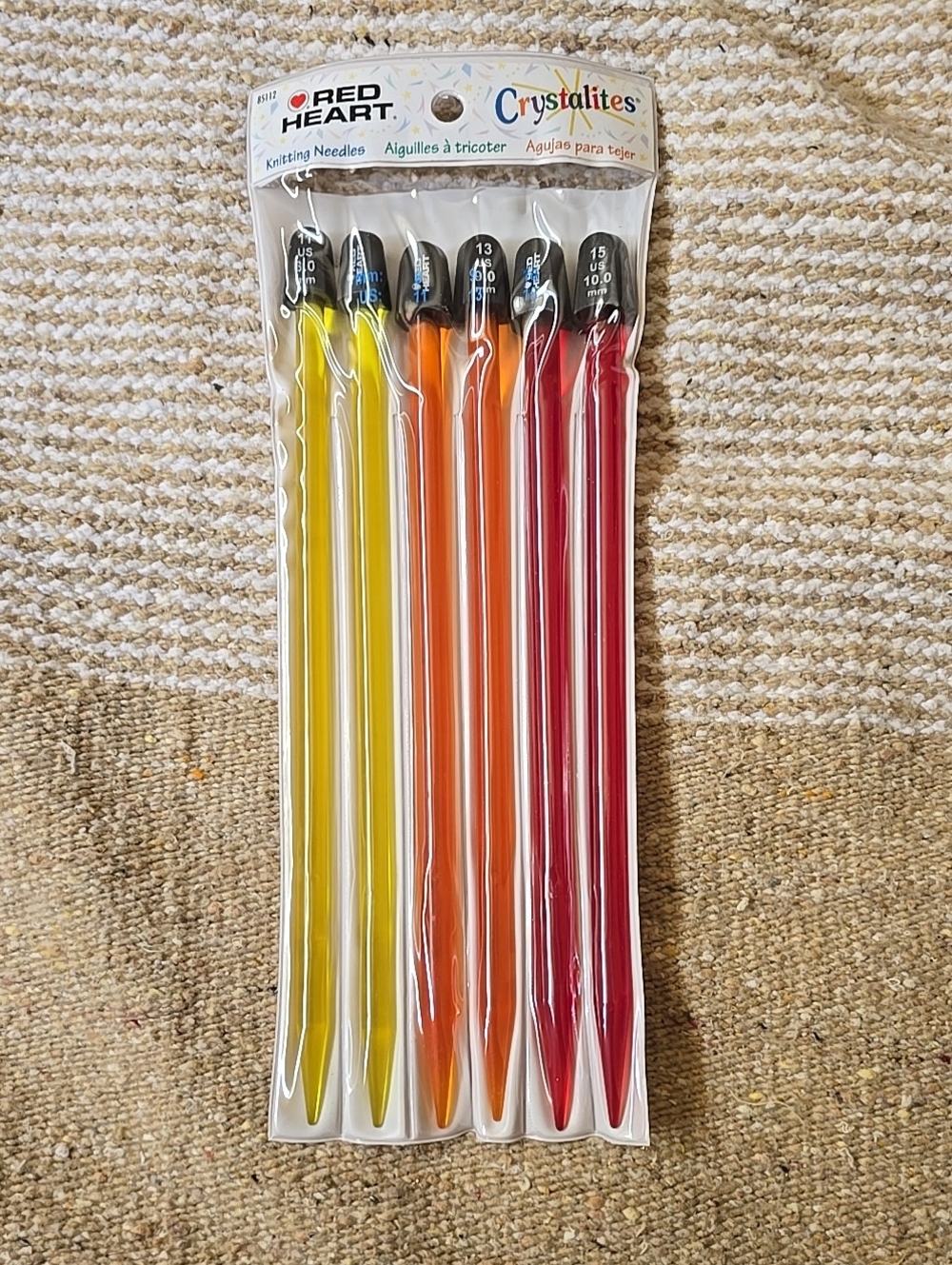Crystalites Knitting Needles Set Size US 11, 13, 15 (8, 9, 10 mm) NEW, Acrylic